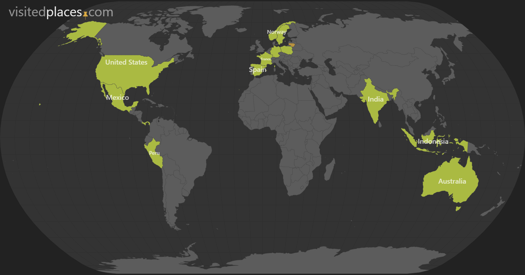 Visited countries map